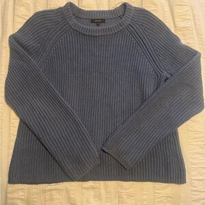 Quince Medium 100% Cotton Fisherman Women's Crew Neck Sweater in Dusty Blue